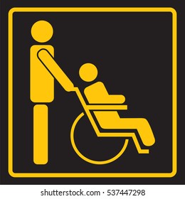 vector illustration of yellow flat icon disabled black background.  Rounded stroke