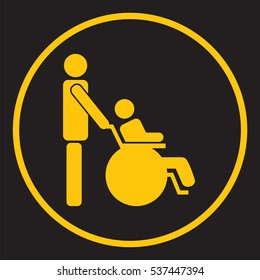 vector illustration of yellow flat icon disabled black background. circle stroke