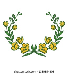 Vector illustration yellow flower frame hand drawn