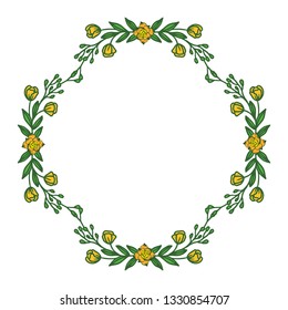 Vector illustration yellow flower frame hand drawn