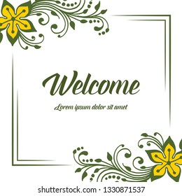 Vector illustration yellow flower frame blooms with invitation welcome hand drawn