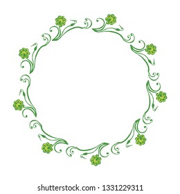 Vector illustration yellow flower frame blooms with invitation welcome hand drawn