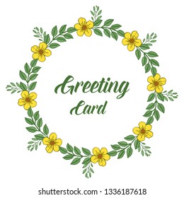 Vector illustration yellow flower frame for lettering of greeting card hand drawn