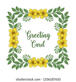Vector illustration yellow flower frame for lettering of greeting card hand drawn