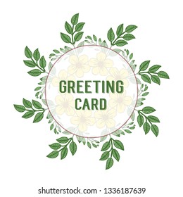 Vector illustration yellow flower frame for lettering of greeting card hand drawn