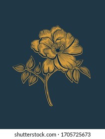 
Vector illustration of a yellow flower on a dark blue background. Suitable for posters, cards, website design and interior design.