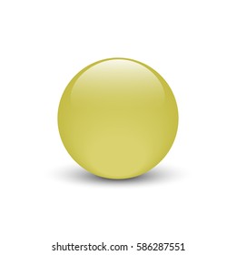 Vector illustration of yellow glass button for icon with shadow