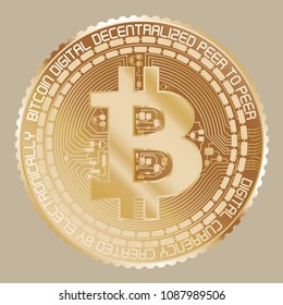 Vector illustration of Yellow Gold Bitcoin