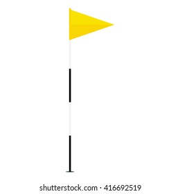 Vector illustration yellow golf flag isolated on white background. 