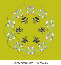Vector illustration with yellow, gray and white isolated snowflake. Symbol of winter. Isolated watercolor snowflakes on yellow, gray and white colors. Beautiful decoration.