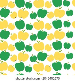 Vector illustration of yellow and green apples on a white background, for interior print wallpaper covers.