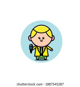 Ilustración vectorial del canto del hombre de cabello amarillo