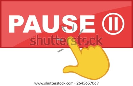 vector illustration yellow hand press pause button