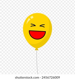Vector illustration of yellow happy balloon on transparent background