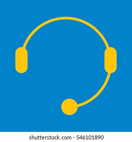 vector illustration of yellow headphone on blue background