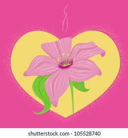 vector illustration of yellow heart with lily
