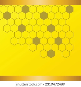 Vector illustration of yellow hexagonal honey comb textured surface background