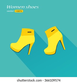 Vector illustration of yellow high heel shoes