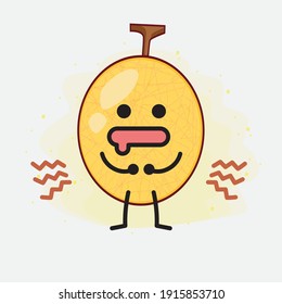 Ilustración vectorial del personaje melón amarillo Honeydew con cara linda, manos simples y líneas de la pierna en fondo aislado. Estilo de dibujo animado plano.