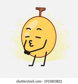 Ilustración vectorial del personaje melón amarillo Honeydew con cara linda, manos simples y líneas de la pierna en fondo aislado. Estilo de dibujo animado plano.