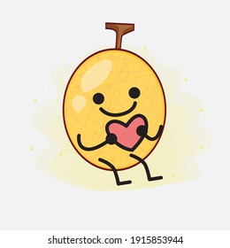 Ilustración vectorial del personaje melón amarillo Honeydew con cara linda, manos simples y líneas de la pierna en fondo aislado. Estilo de dibujo animado plano.