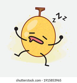Ilustración vectorial del personaje melón amarillo Honeydew con cara linda, manos simples y líneas de la pierna en fondo aislado. Estilo de dibujo animado plano.