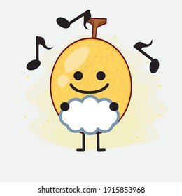 Ilustración vectorial del personaje melón amarillo Honeydew con cara linda, manos simples y líneas de la pierna en fondo aislado. Estilo de dibujo animado plano.