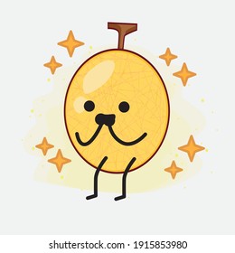 Ilustración vectorial del personaje melón amarillo Honeydew con cara linda, manos simples y líneas de la pierna en fondo aislado. Estilo de dibujo animado plano.