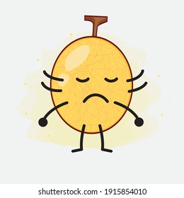 Ilustración vectorial del personaje melón amarillo Honeydew con cara linda, manos simples y líneas de la pierna en fondo aislado. Estilo de dibujo animado plano.