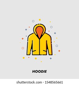 Vector illustration Yellow Hoodie with Line Style Design Solid Flat Icon