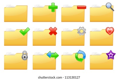 Vector illustration of yellow interface folder management and administration icons