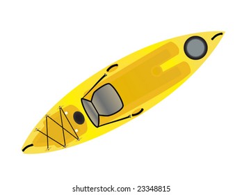 Vector illustration of a yellow kayak watercraft