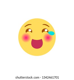 Vector illustration, yellow laughing emoji. High quality, isolated, round shaped.