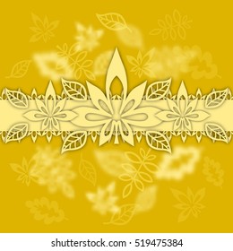 Vector illustration with yellow leaves on a orange background