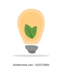 
Ilustración vectorial de una bombilla amarilla con una planta interior. El concepto de conservación de la energía y la naturaleza.