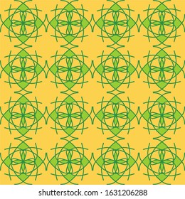 vector illustration yellow light sunny green mint olive forest mandala floral creative seamless design background