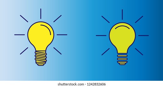 vector illustration of yellow lightbulb icon as symbol of idea on blue gradient background