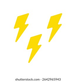 Vector illustration of yellow lightning icons. The weather forecast icon.