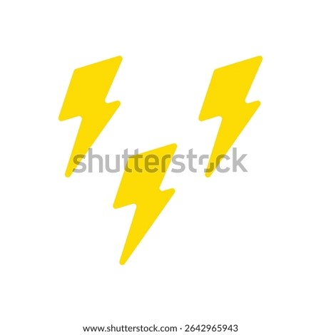 Vector illustration of yellow lightning icons. The weather forecast icon.