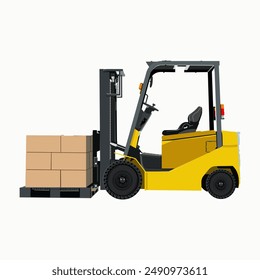 Vector illustration of a yellow loader on a white background