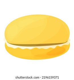 vector illustration of yellow macaroon isolated on white