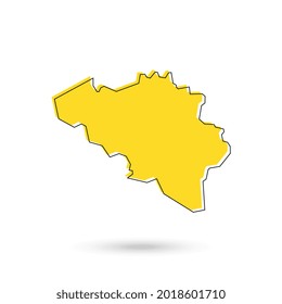 Ilustración vectorial del mapa amarillo de Bélgica sobre fondo blanco