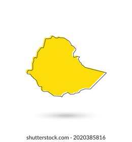 Vector Illustration of the yellow Map of Ethiopia on White Background