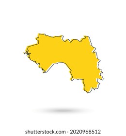 Ilustración vectorial del mapa amarillo de Guinea sobre fondo blanco