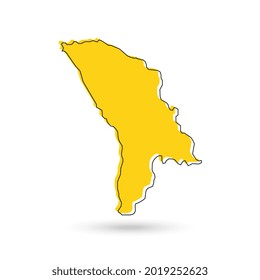Ilustración vectorial del mapa amarillo de Moldavia sobre fondo blanco