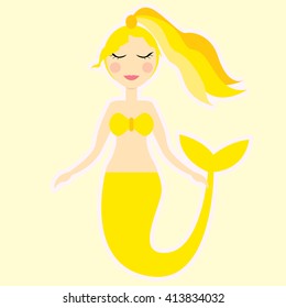 Vector illustration of yellow mermaid