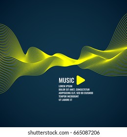 Vector illustration. Yellow music dynamic wave.