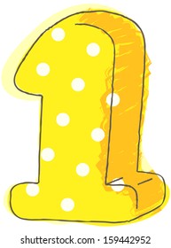 Ilustración vectorial del número uno amarillo.