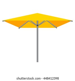 Vector illustration yellow patio umbrella. Summer beach umbrella