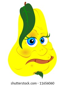 vector illustration of yellow pear cartoon character